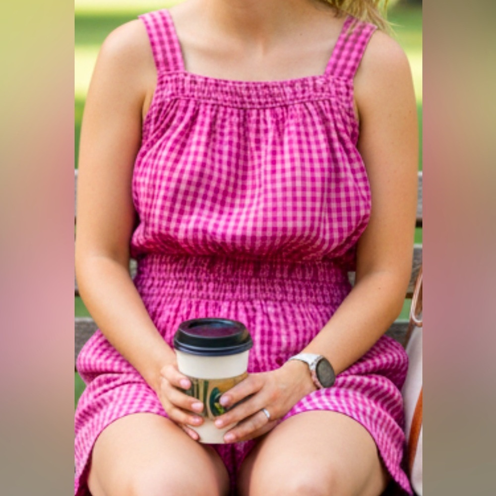 Anthropologie Pink Gingham Jumpsuit